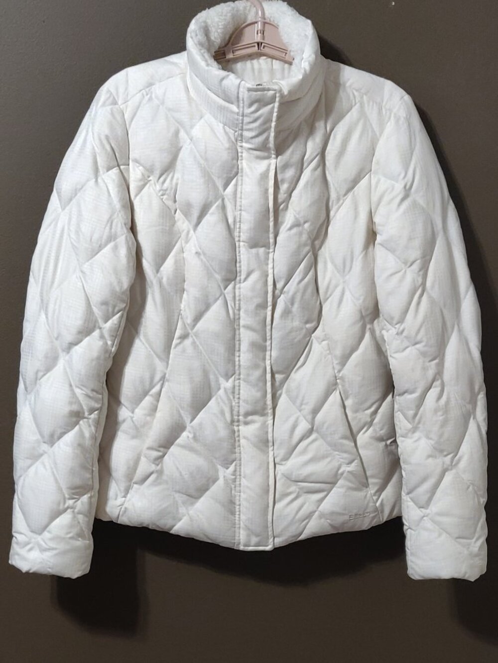 Eddie Bauer EB650 Fill Power Cream Diamond Quilted Down Full Zip Jacket Women MT